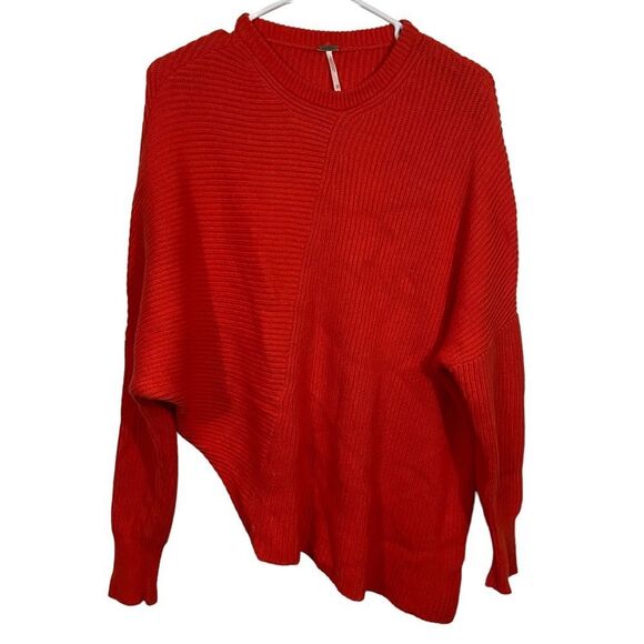 Free People Red Knit Crewneck Sweater - Picture 1 of 3
